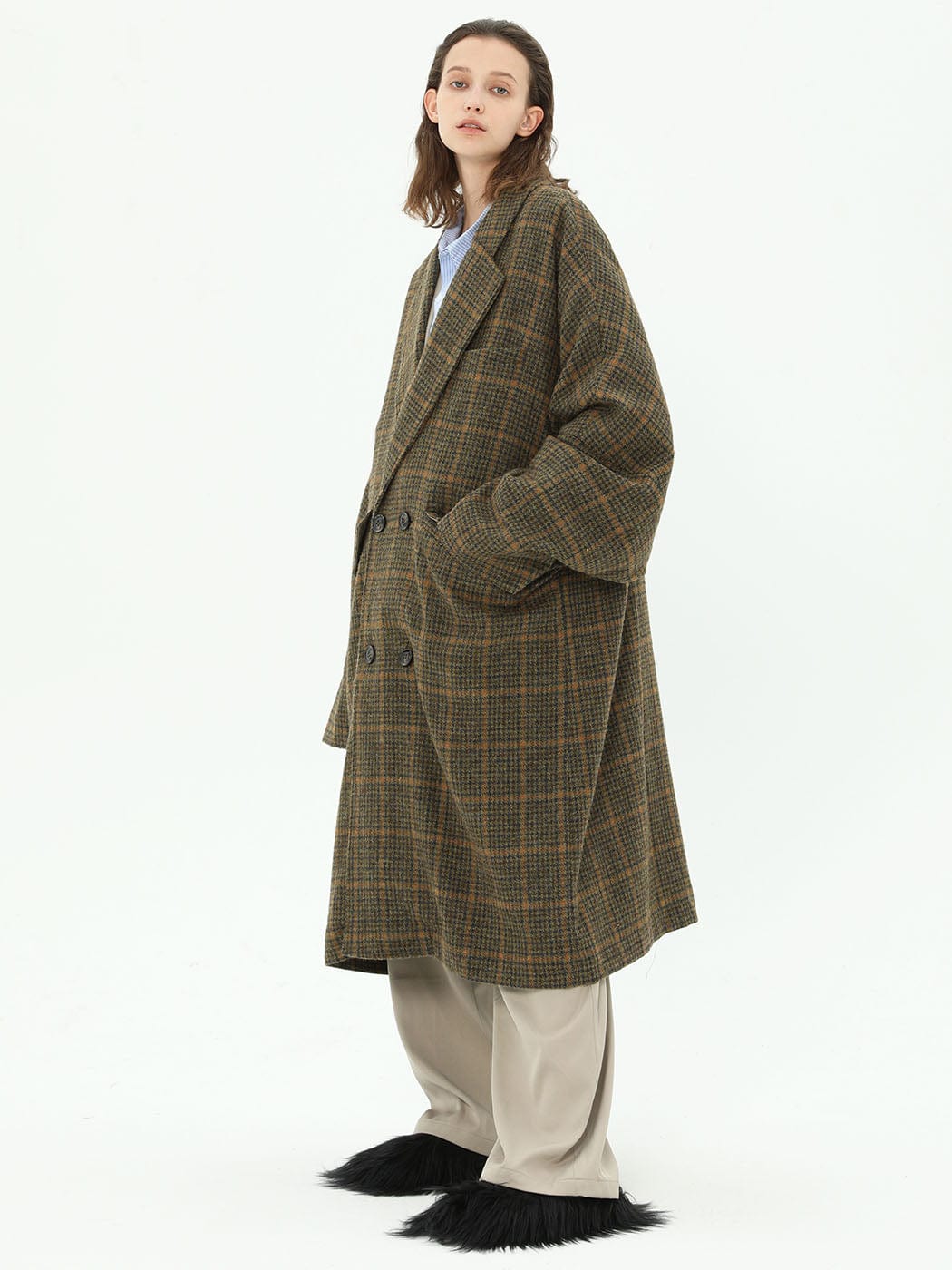 MIICHOUS Plaid Wool Oversized Coat