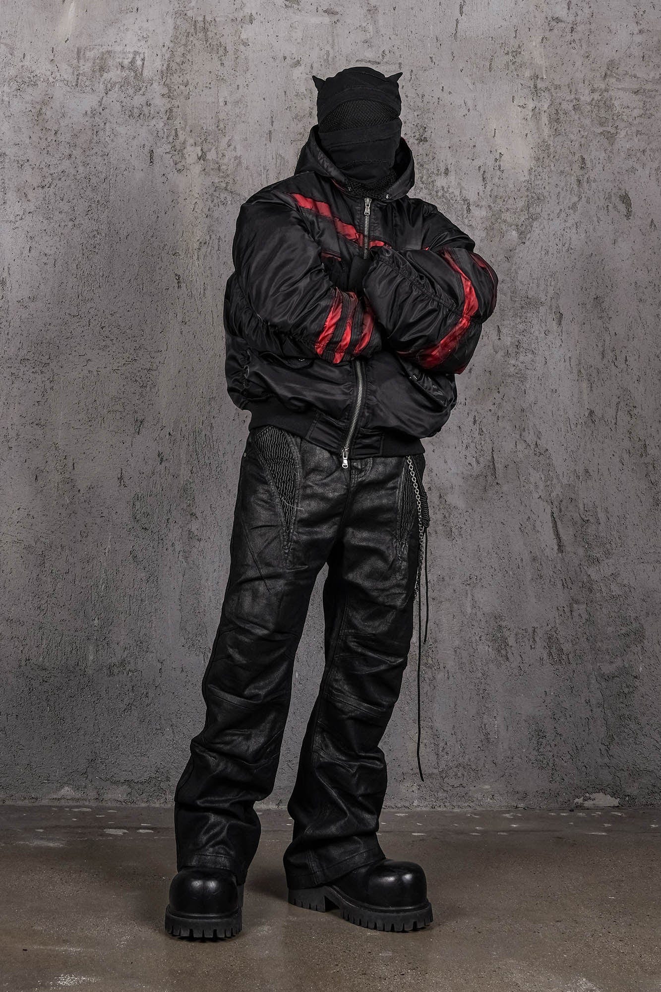 UNDERWATER Distressed Bondage MA-1 Jacket Red