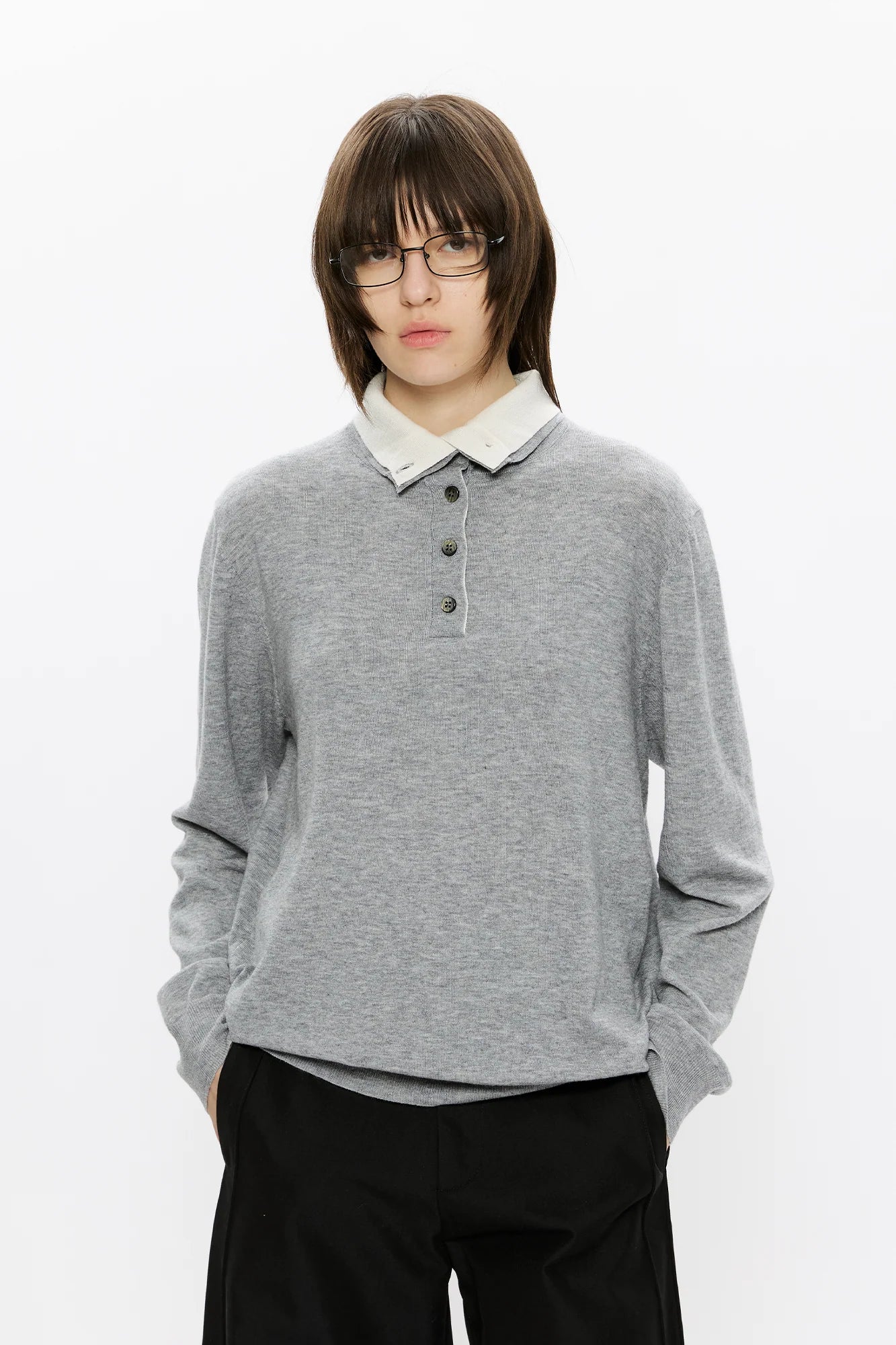 KREATE Double-Collar Wool-Blend Knit Polo