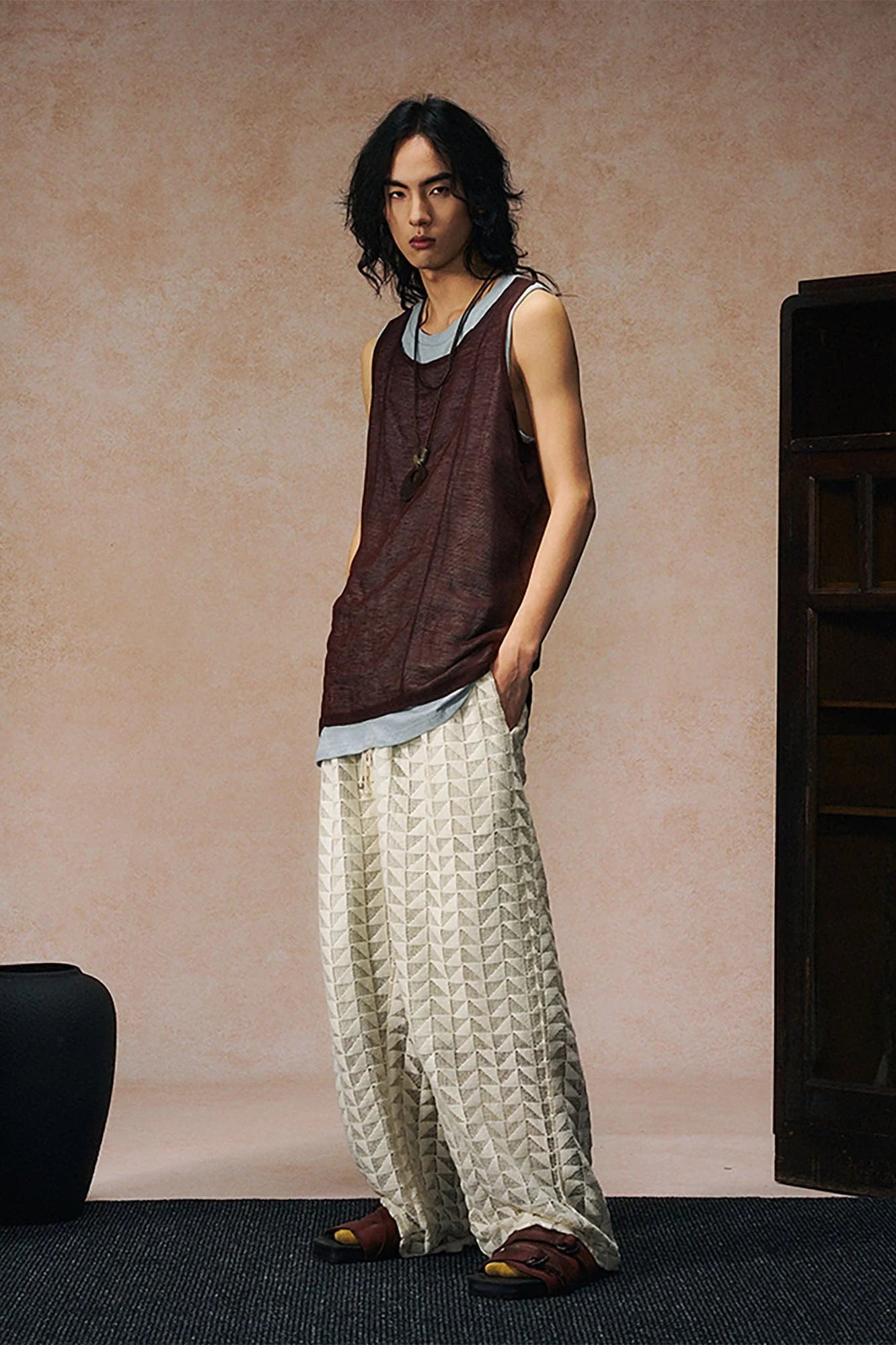 GONGHE REPUB Sheer Linen-Cotton Layered Vest