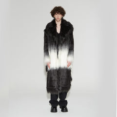 VANN VALRENCE Gradient Mane Faux Fur Maxi Coat