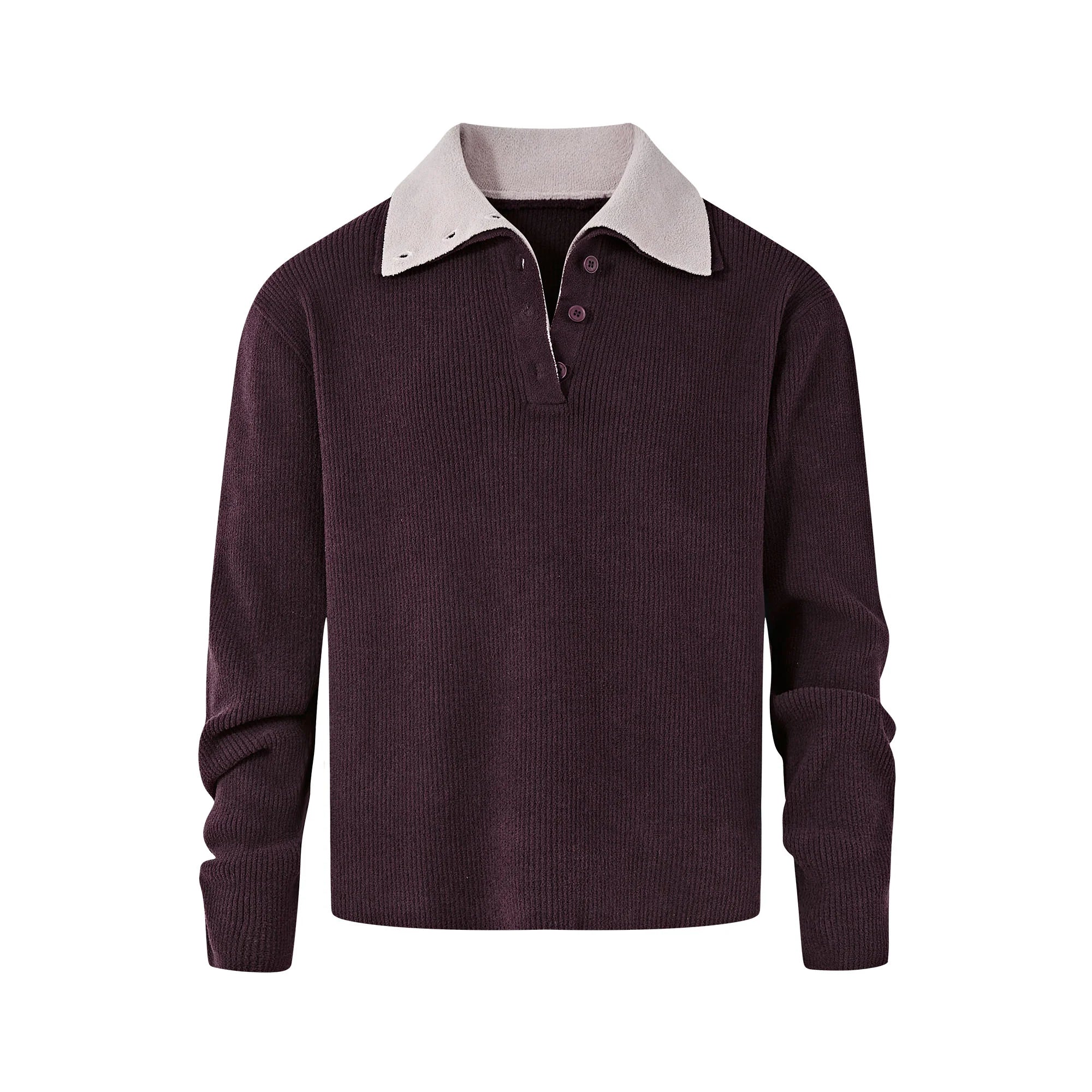 KREATE Contrast Layered Collar Ribbed Sweater