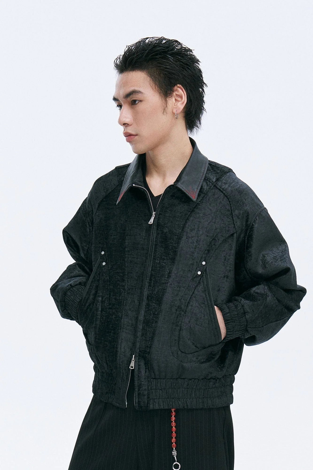CATSSTAC Velvet Leather-Collar Elastic Jacket