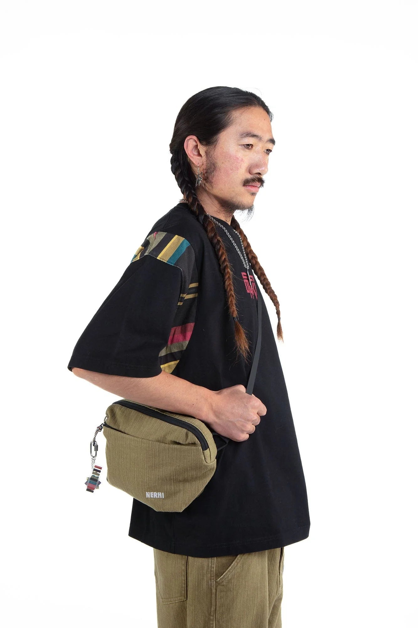 NERHI Washed Panel Ethnic Graphic Crossbody Pouch