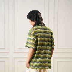 EPIC POETRY Geometric Ripple Knitted Half Shirt Watermelon