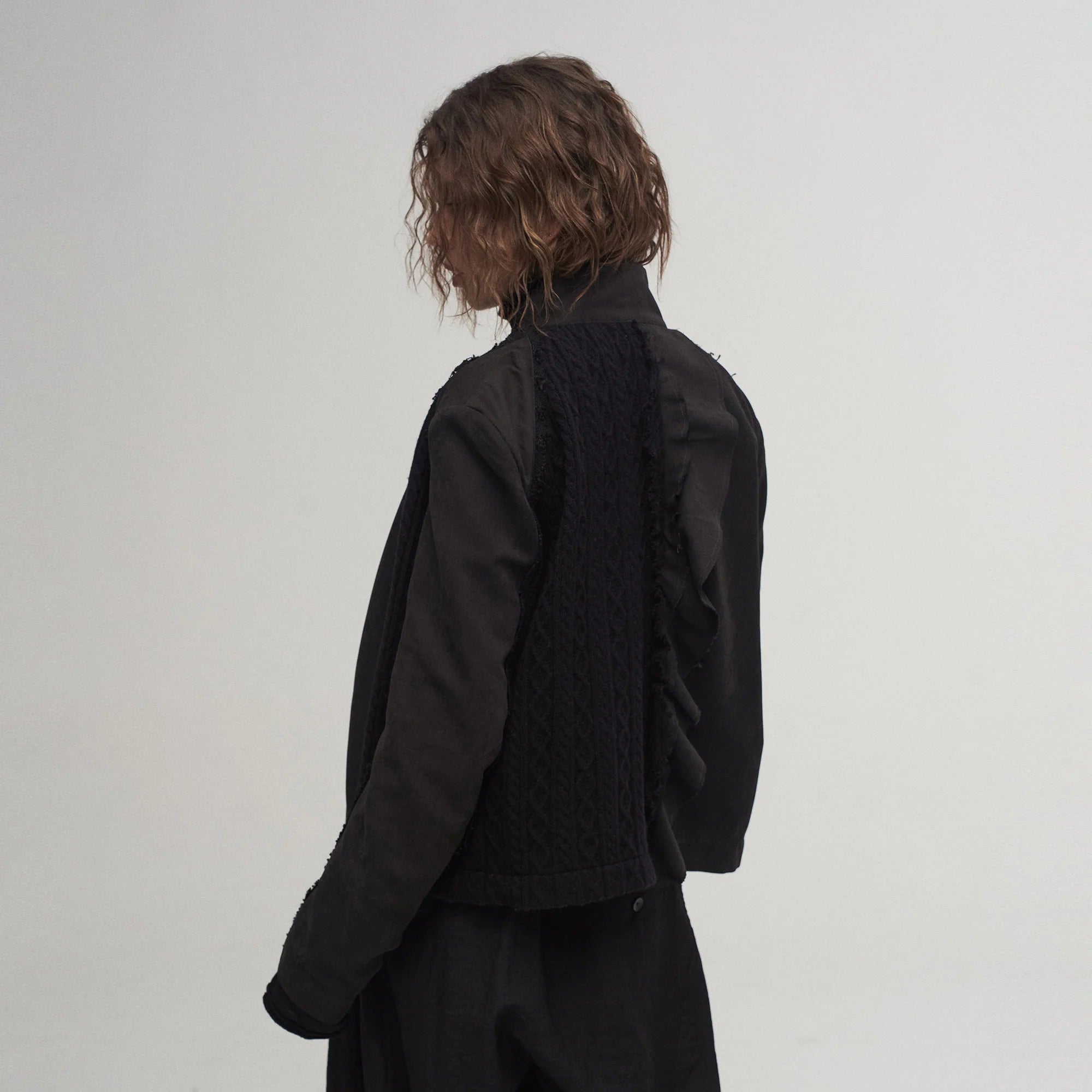 ILNya Nieternite Nifutur Asymmetrical Frayed Seam Ruffle Jacket