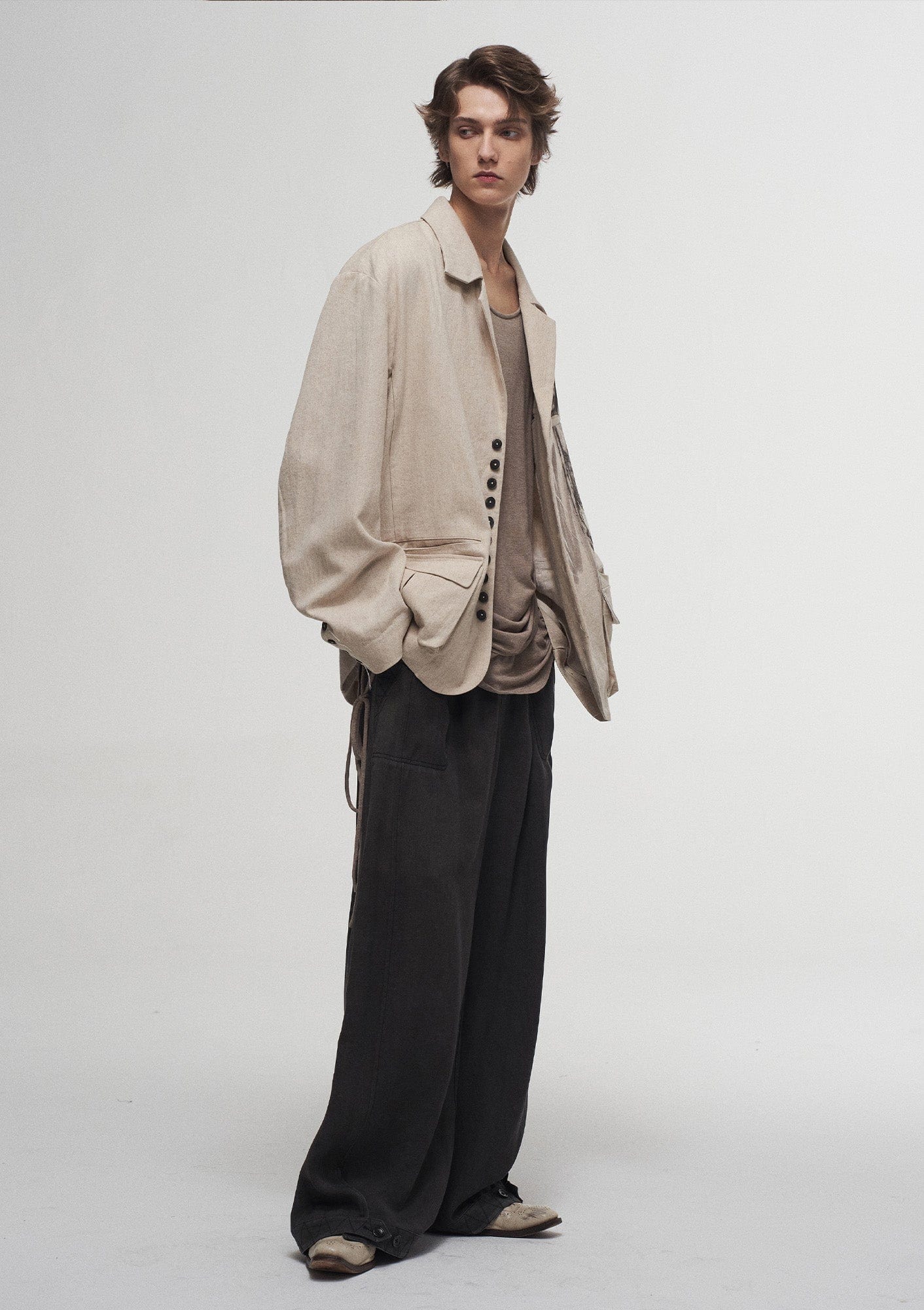 ILNya Nieternite Nifutur Ink Portrait Cotton-Linen Jacket