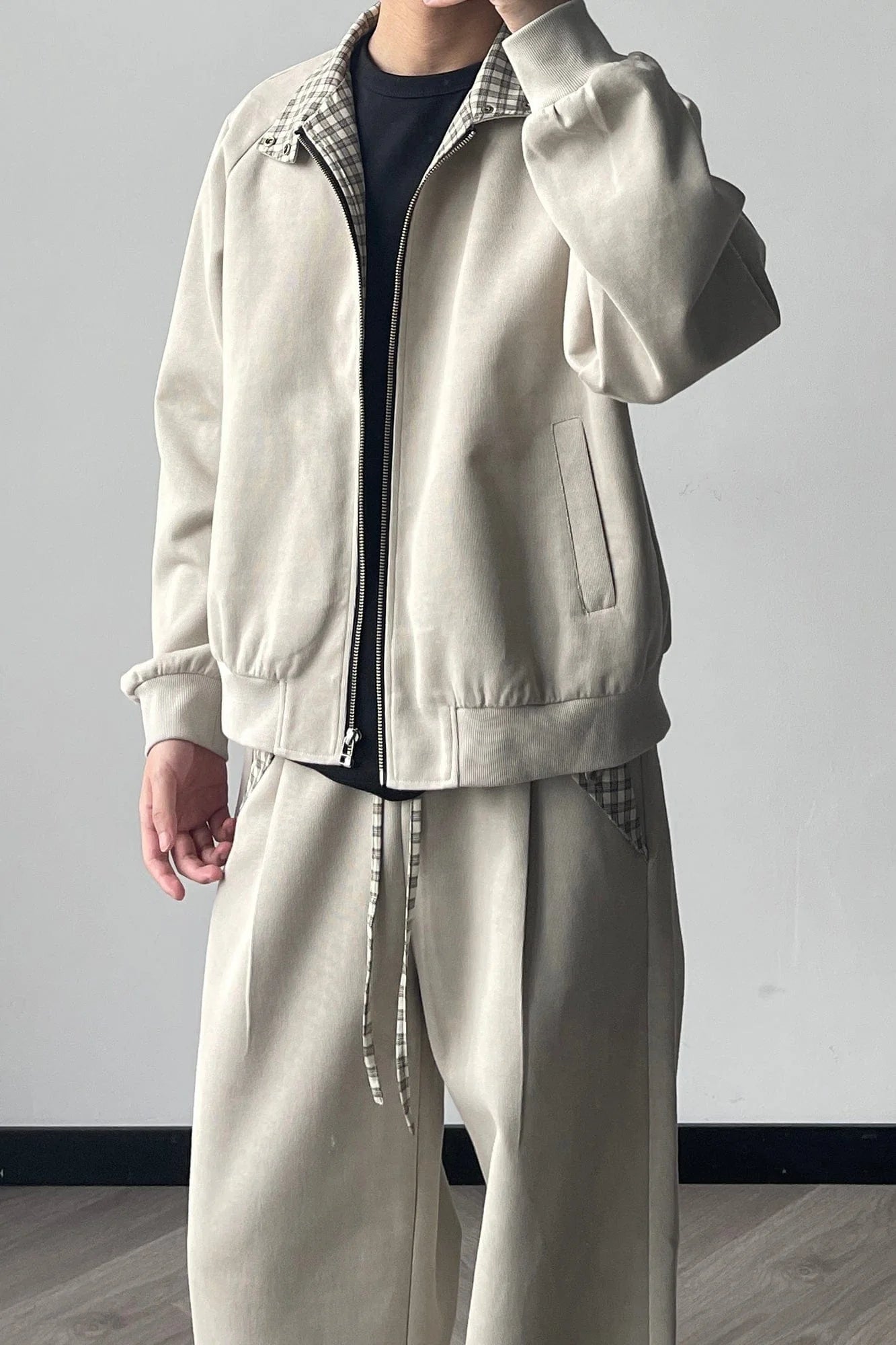 OKAYTHXBYE Checker-Lined Harrington Jacket