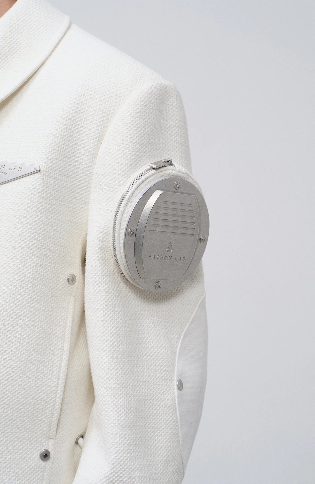 FACEONLAB Arm-Patched Cropped Naval Jacket White