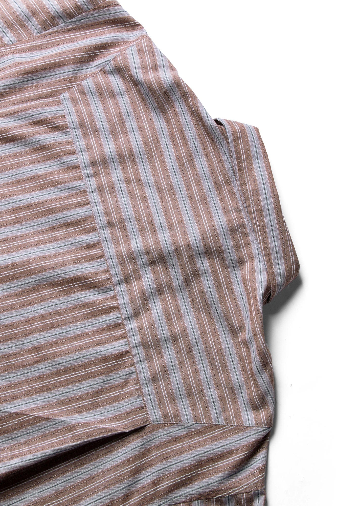 RELABEL Stripe Button-Up Oversized Shirt Brown