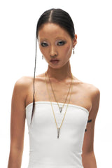 SCHWARZGOLD Layered Bullet Pendant Necklace Silver