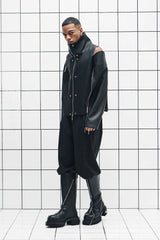 455EMBLE Multi-Zip Studded High-Collar PU Jacket