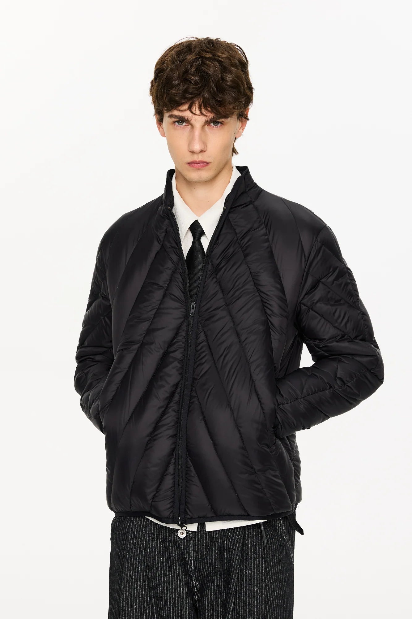 KREATE Quilted Rib Stand-Collar Down Jacket