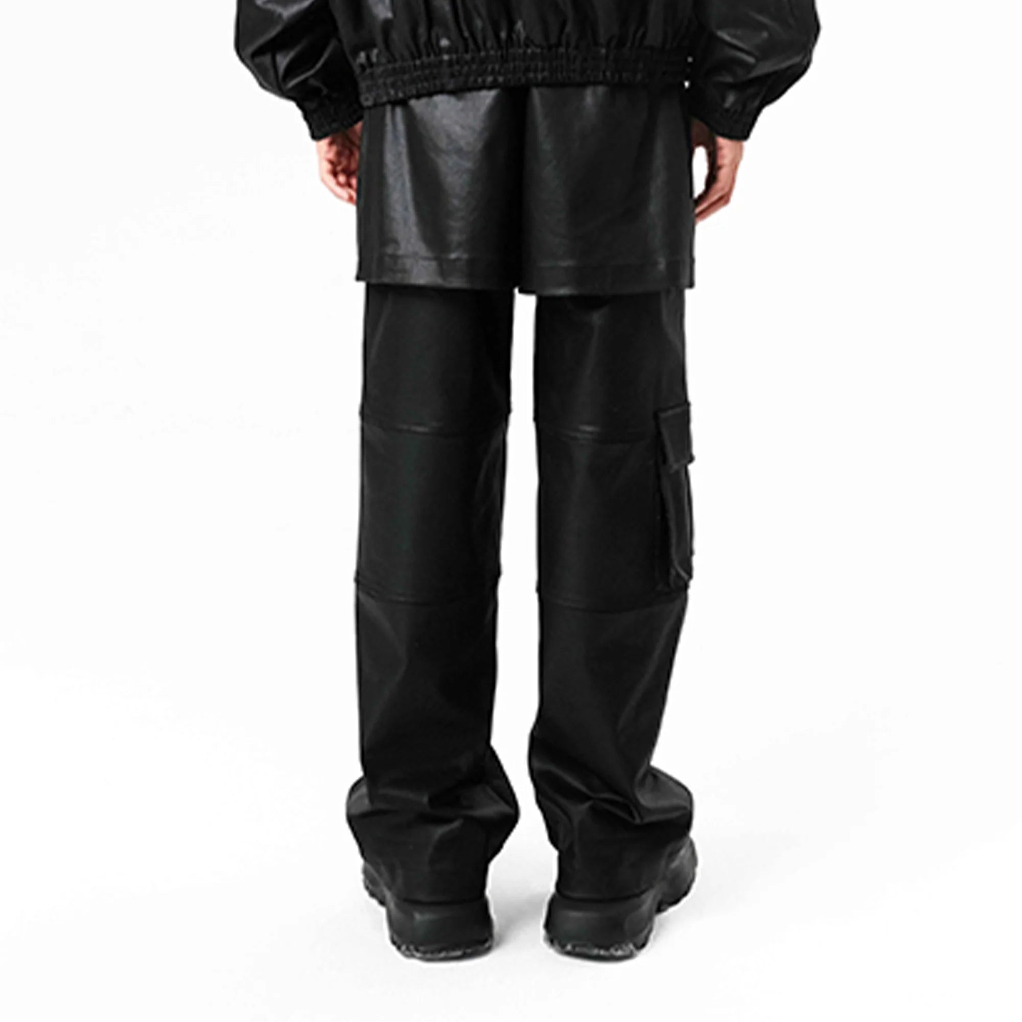 VANN VALRENCE Rivet Layered Coated Denim Pants