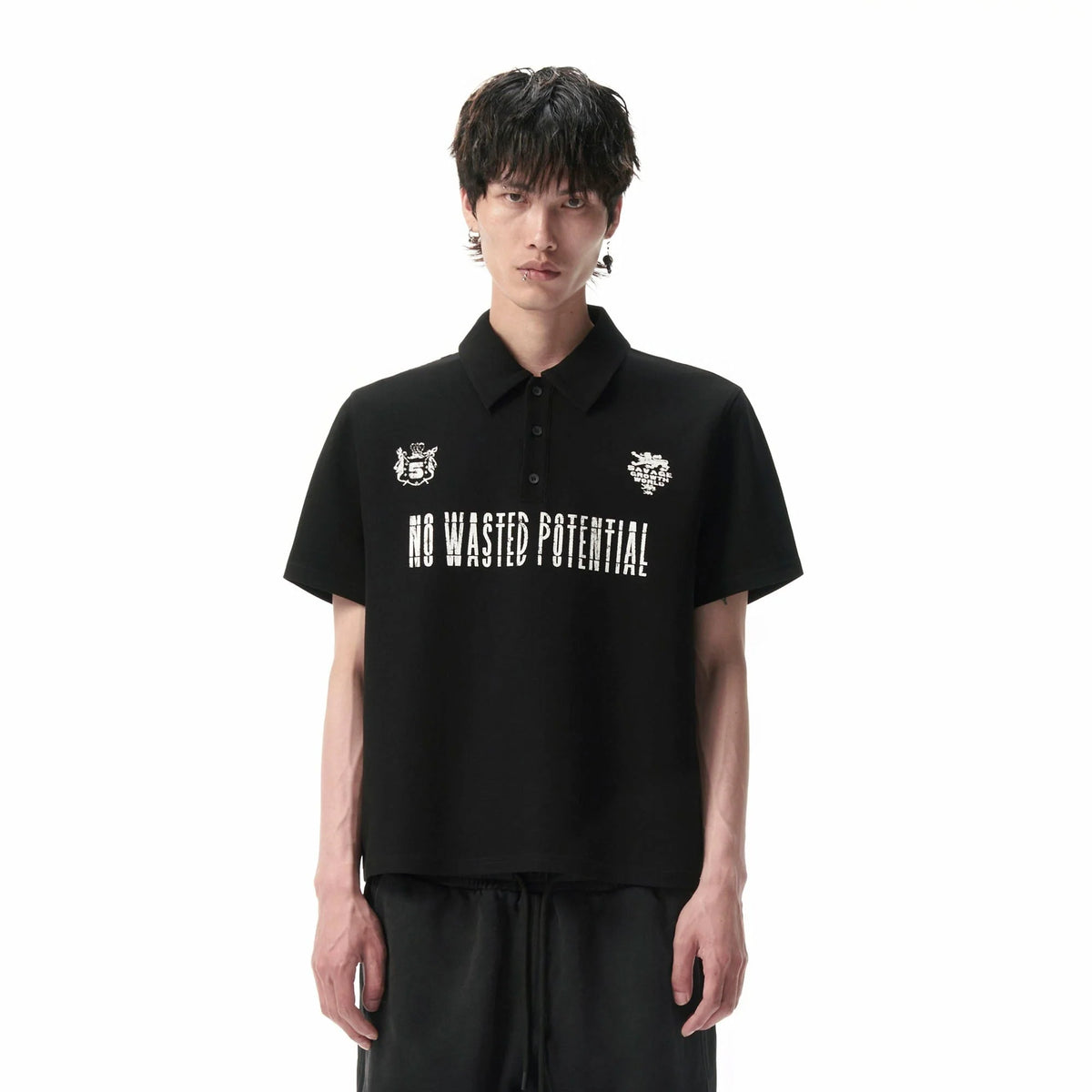 SAVAGEGROWTHWORLD No Wasted Potential Stripe-Back Polo T-Shirt