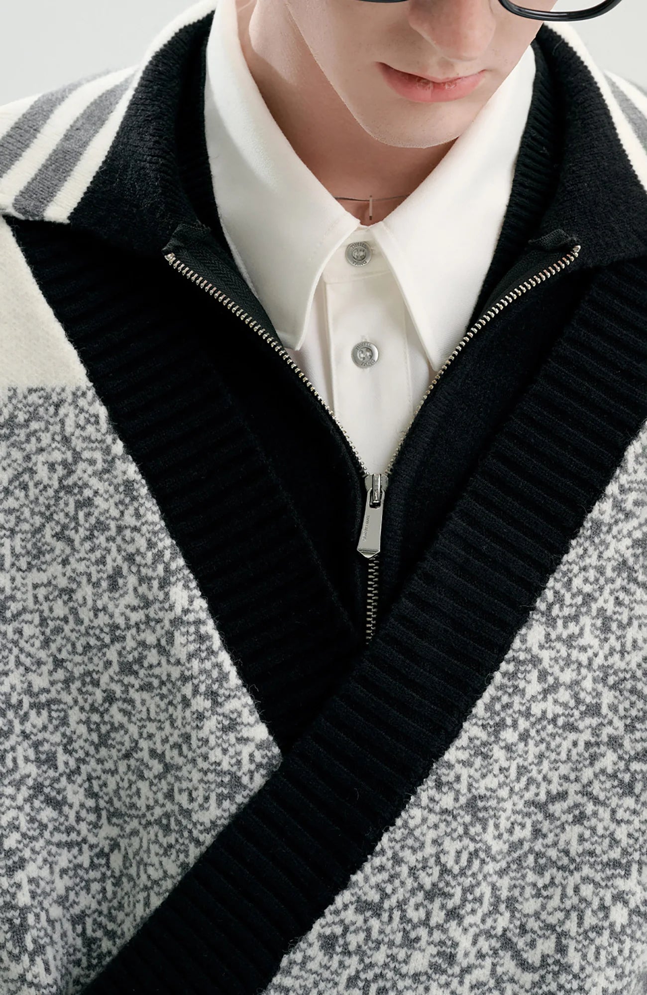 TIWILLTANG Asym Wrap Stripe-Collar Pullover