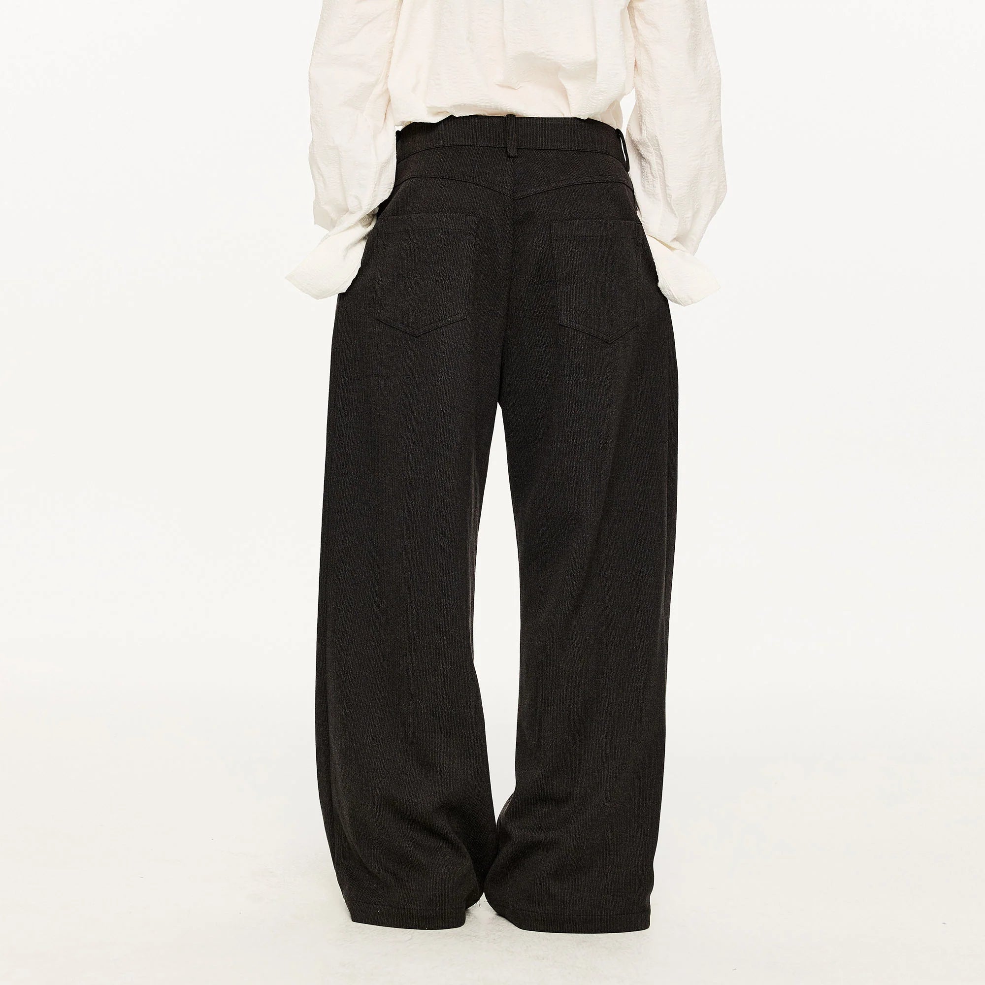 KREATE Modern Pinstriped Pleated Wide-Leg Trousers