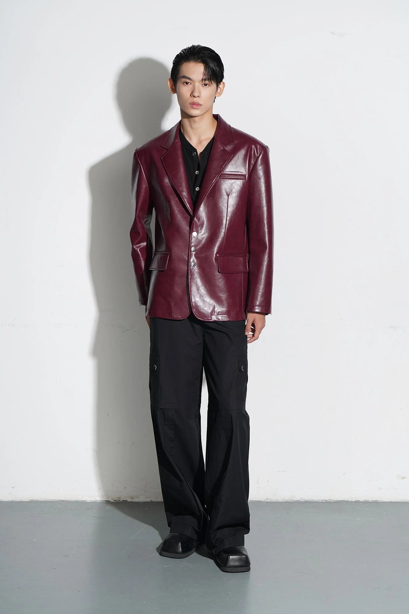 ORAL UTOPIA Glossy PU Blazer Ancora Red