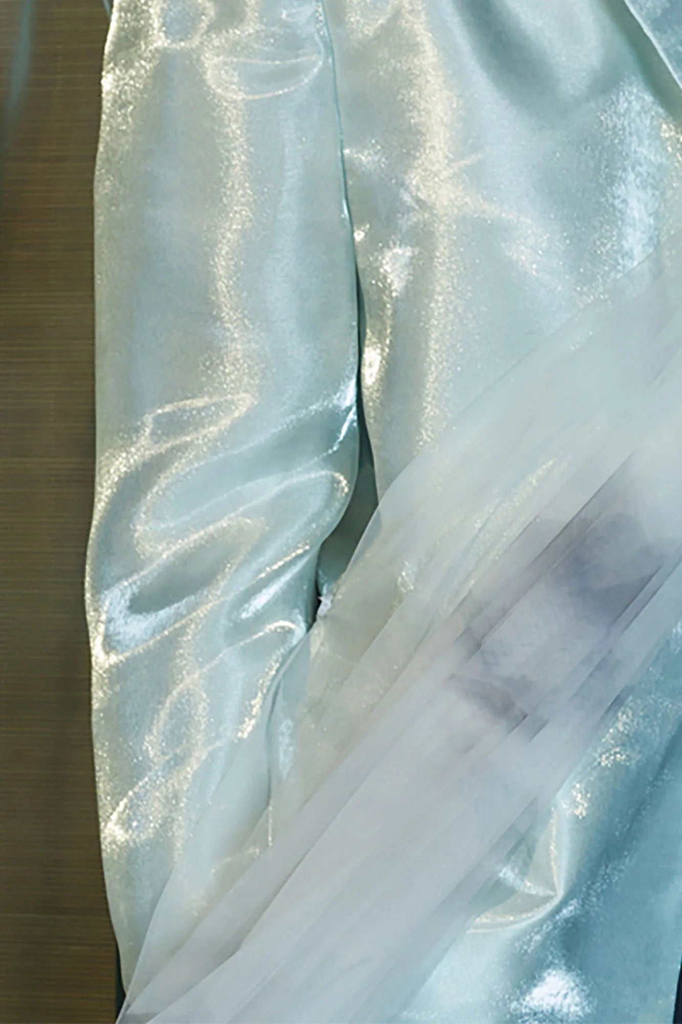 JIECHI Gradient Tulle Drape Satin Blazer