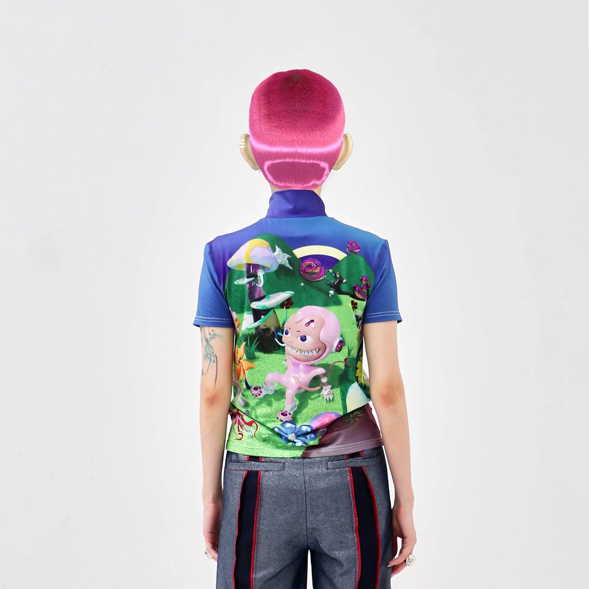 EMBRYO Fantasy Full-Print Mock Neck T-Shirt