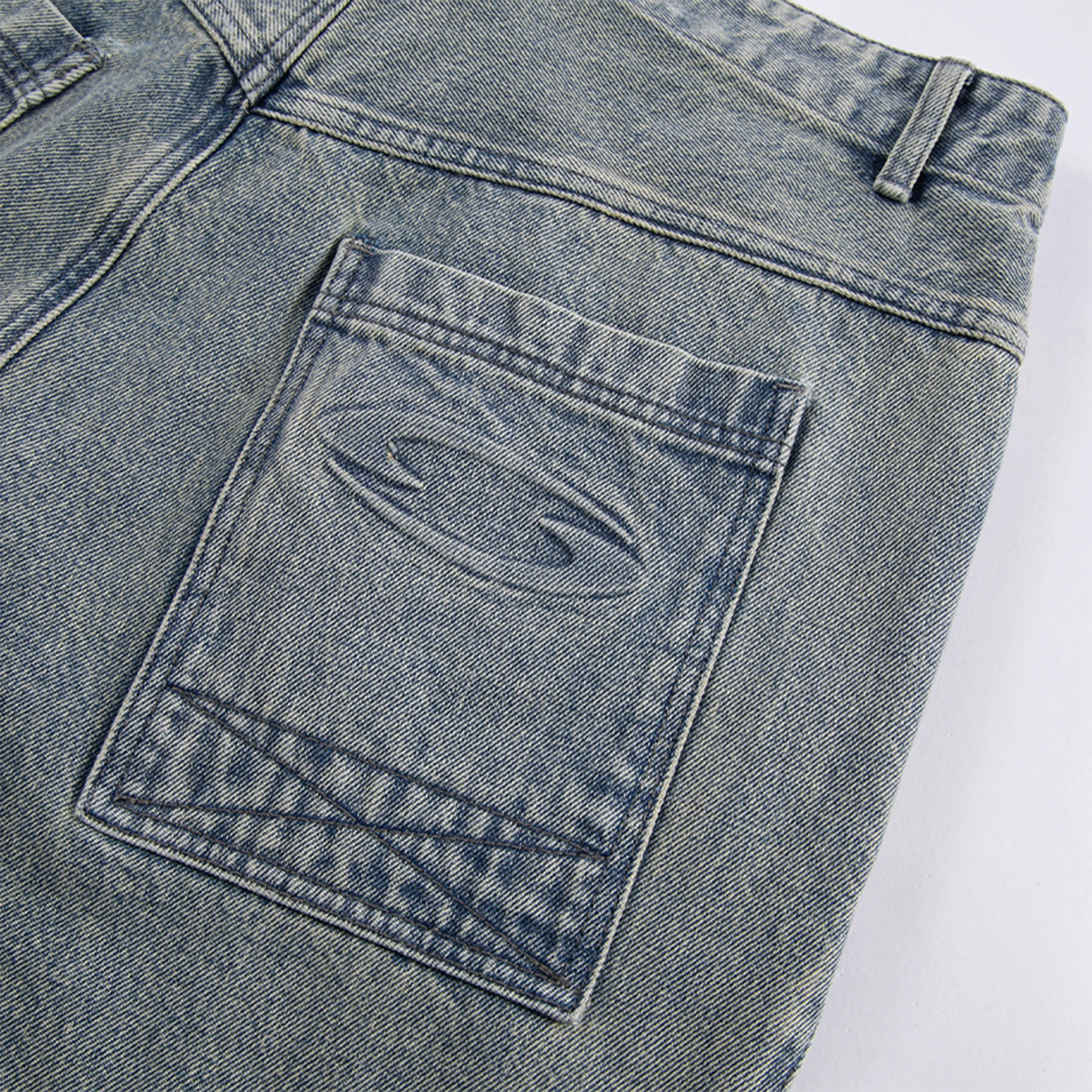 F2CE Washed Panel Adjustable-Hem Denim Pants