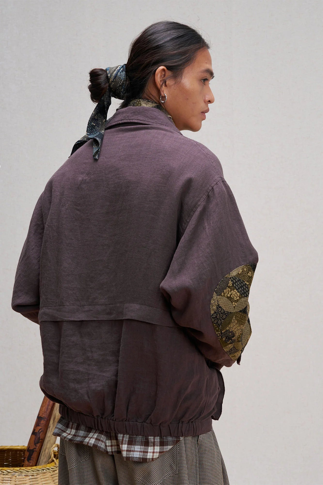 UNLIMITED MOTE Patched Elbow Multi-Pocket Linen Jacket