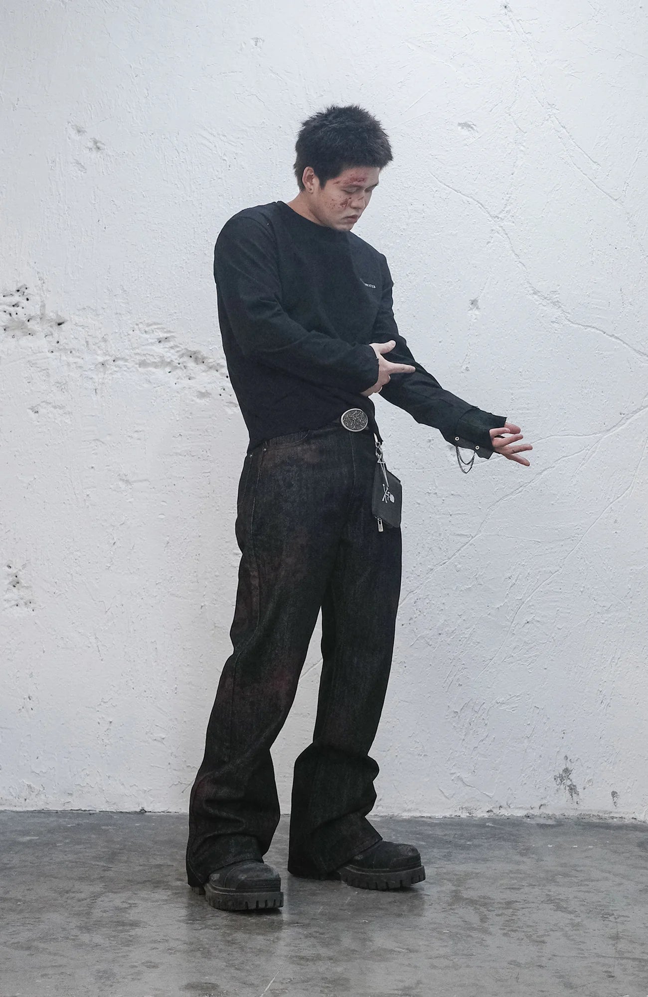 UNDERWATER Demon Slashed Cotton Long Sleeve Tee Black