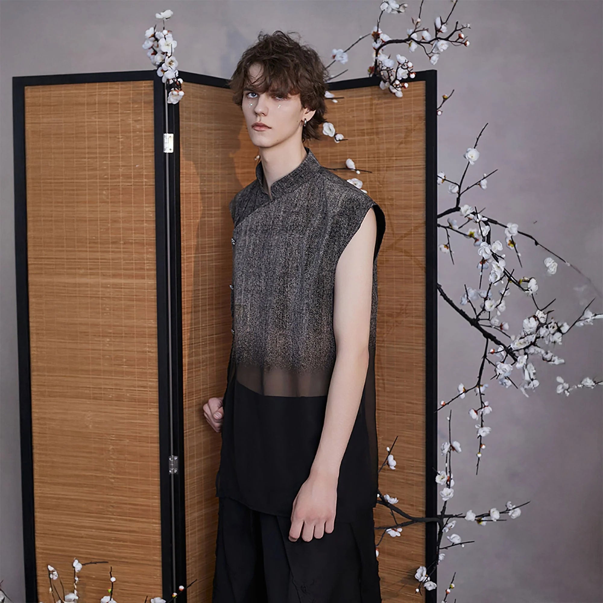JIECHI Gradient Sheer Split-Hem Vest