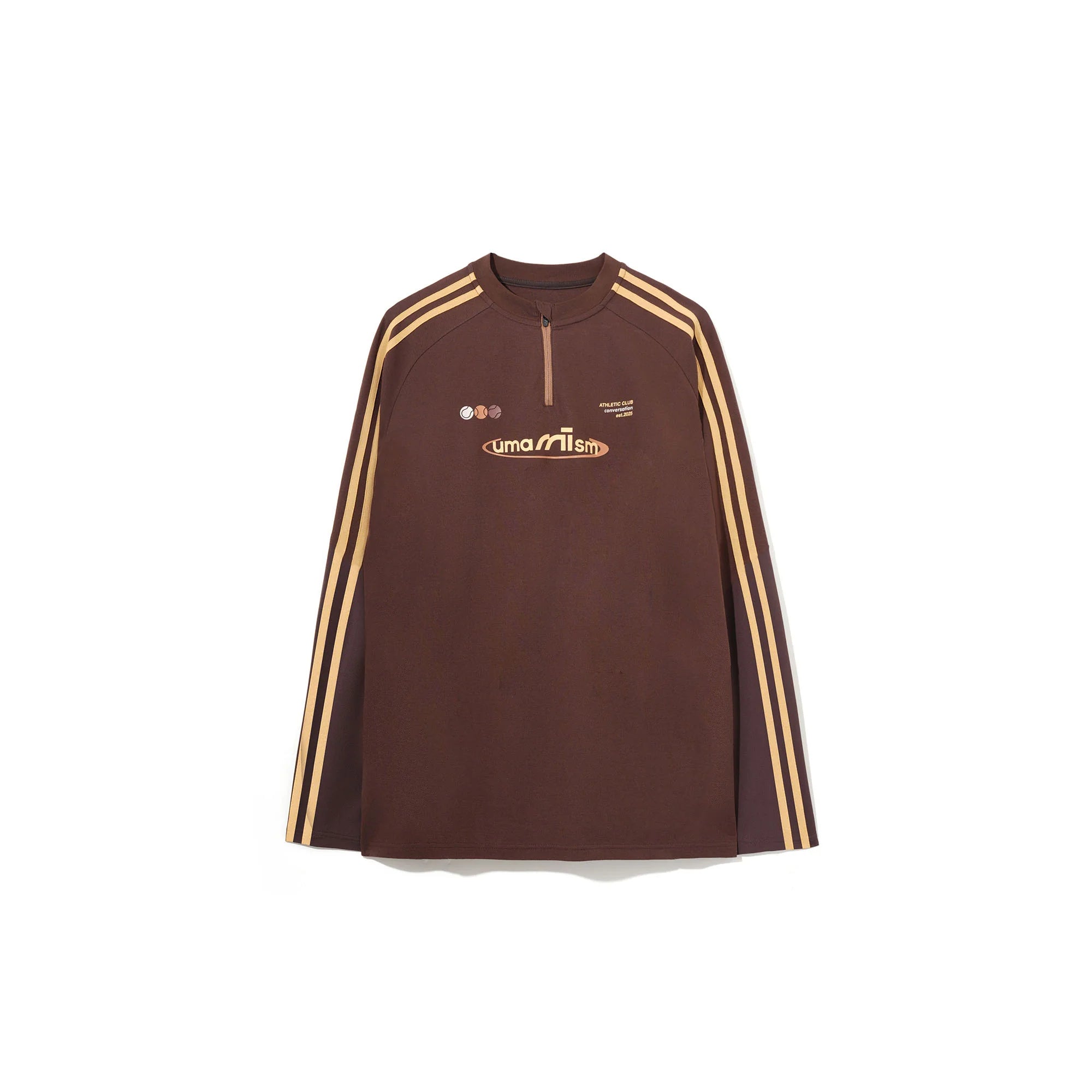 UMAMIISM Side Stripe Mesh-Panel Quick-Dry Long-Sleeve Tee