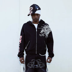 VINKID Graphic Studded Zip-Up Hoodie