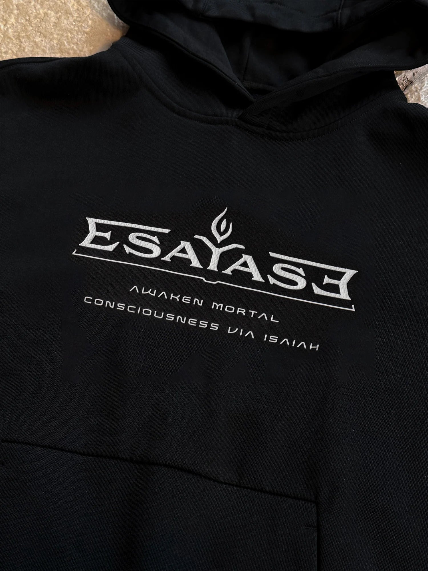 ESAIAS Silicone Letter Graphic Boxy Hoodie