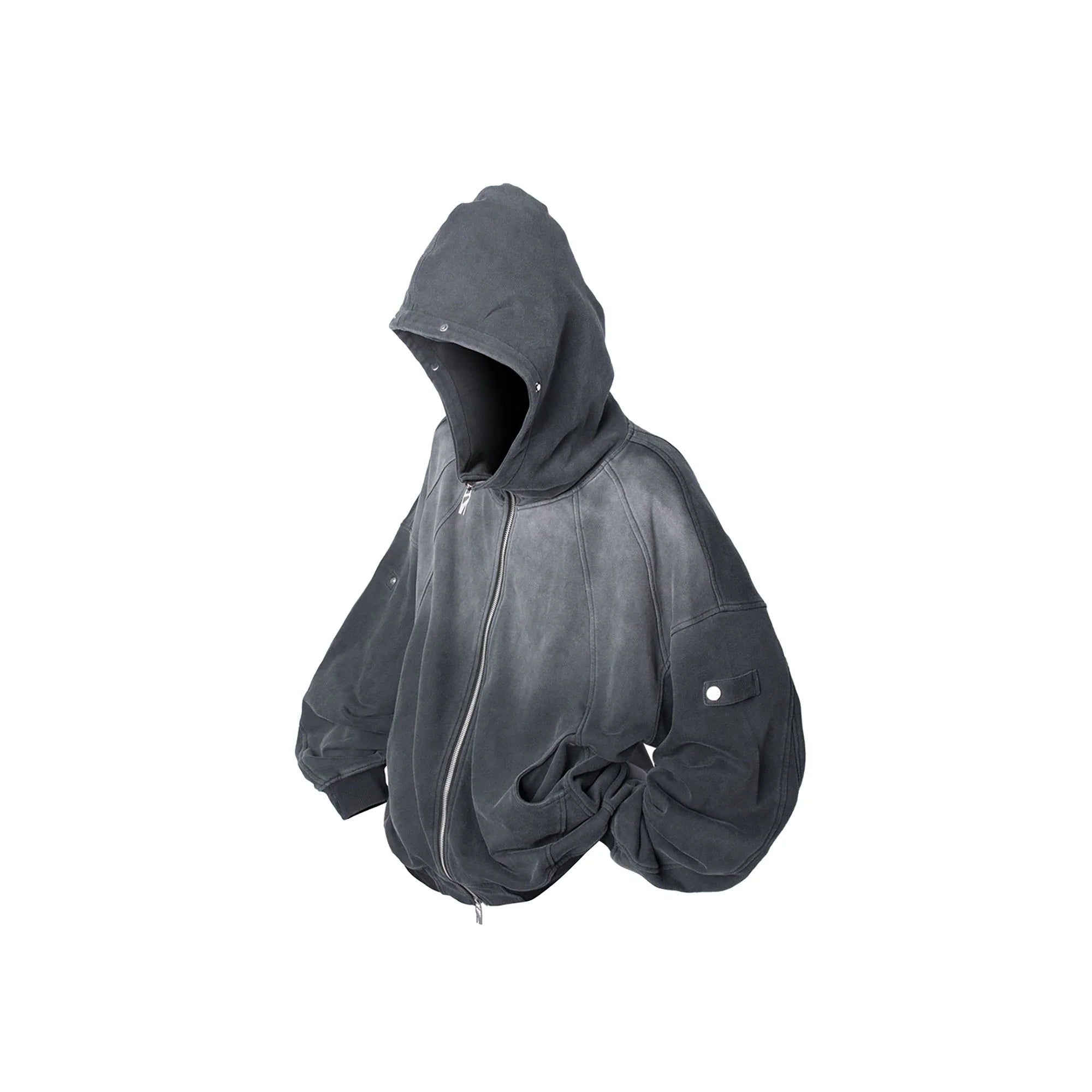 RELABEL Gradient Washed Panel Hooded Jacket Black