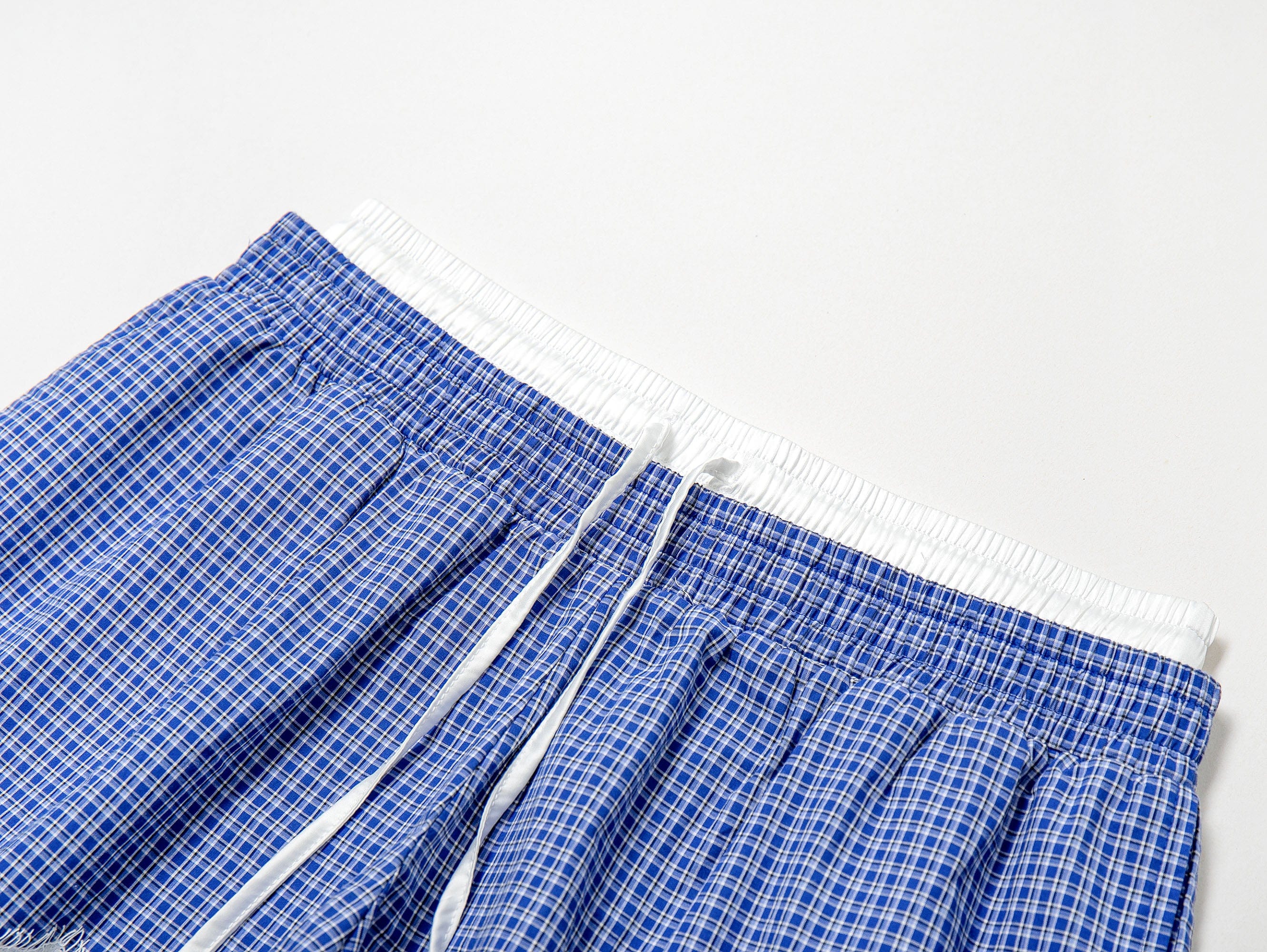 LEONSENSE Plaid Lace Trim Drawstring Shorts