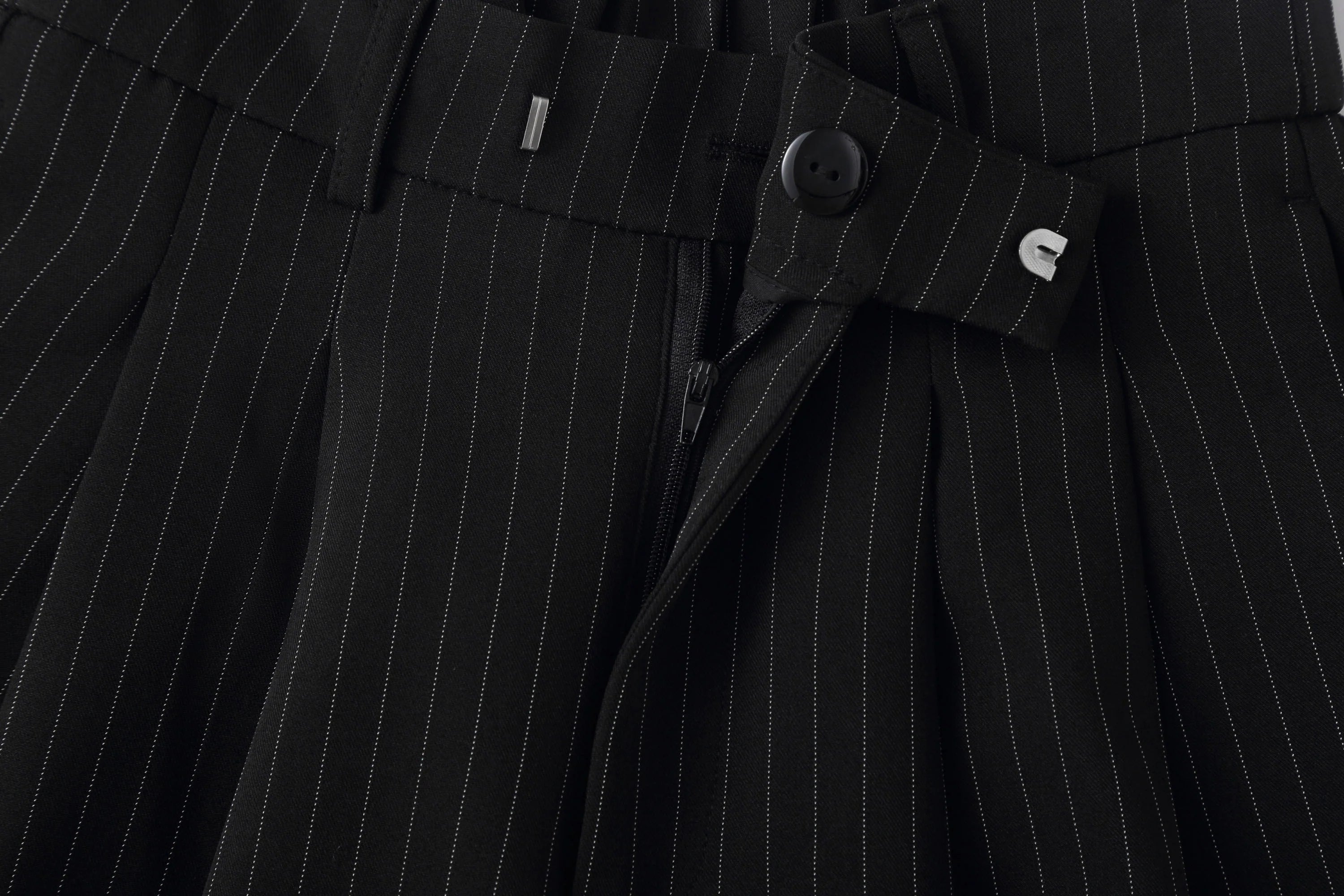 CLP Striped Pleated Wide-Leg Trousers
