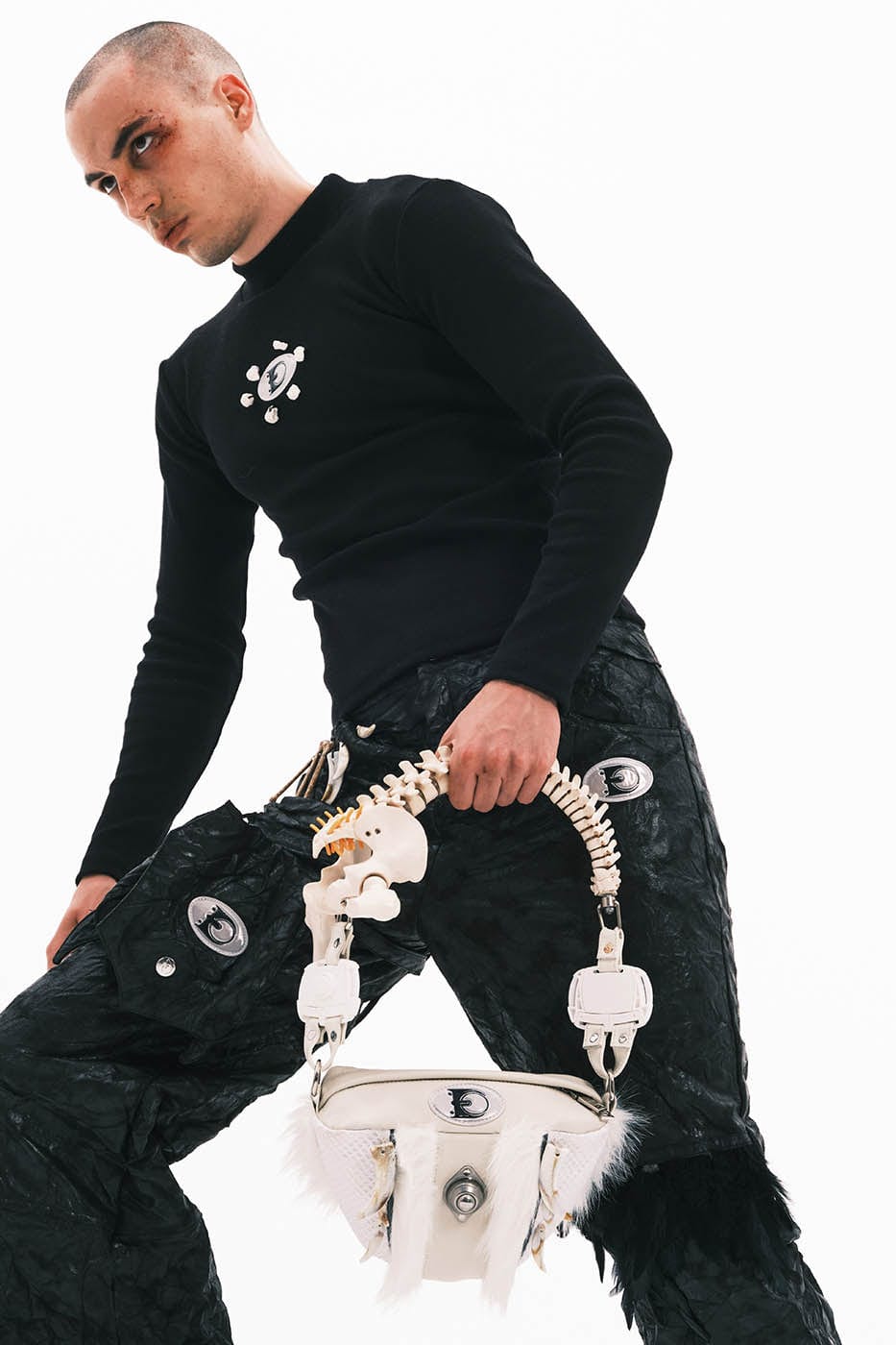 EMBRYO Skeleton Faux Fur Handbag