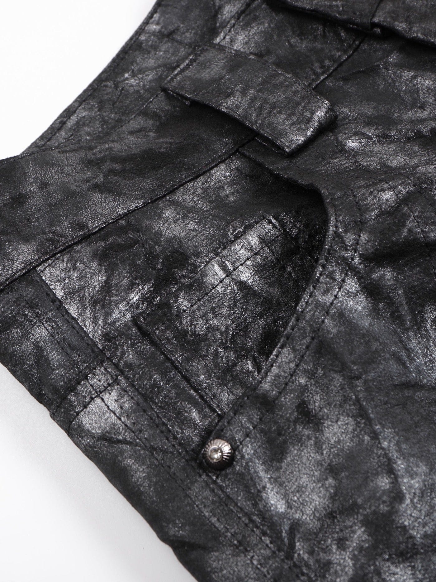 DND4DES Faux Leather Wrinkled Motorcycle Pants