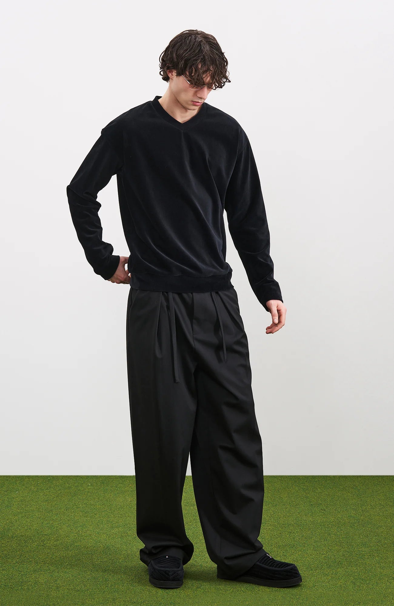 PMW Essential Velvet V-Neck Long Sleeve