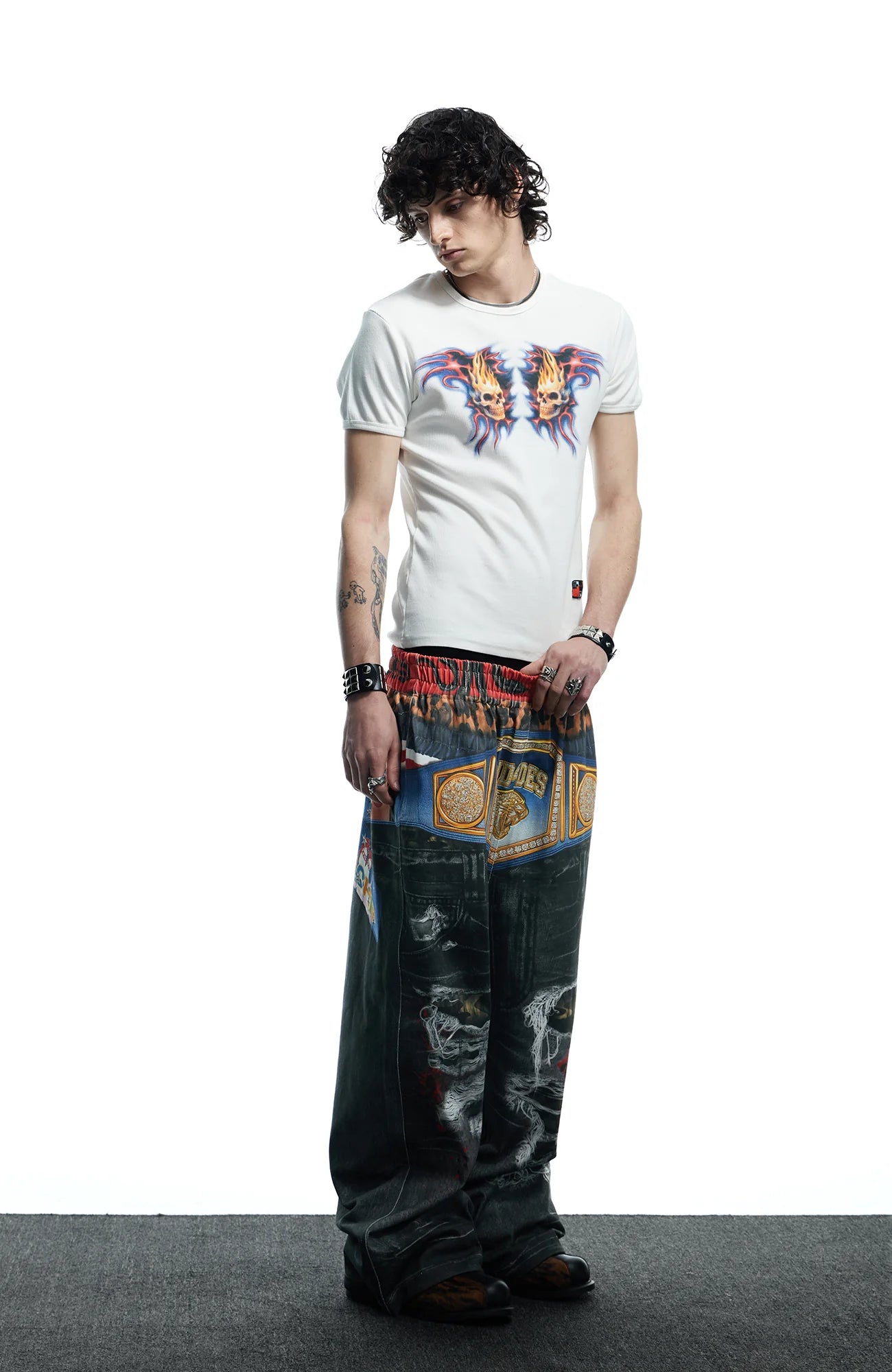 DND4DES Boxing Championship Belt Print Baggy Trousers