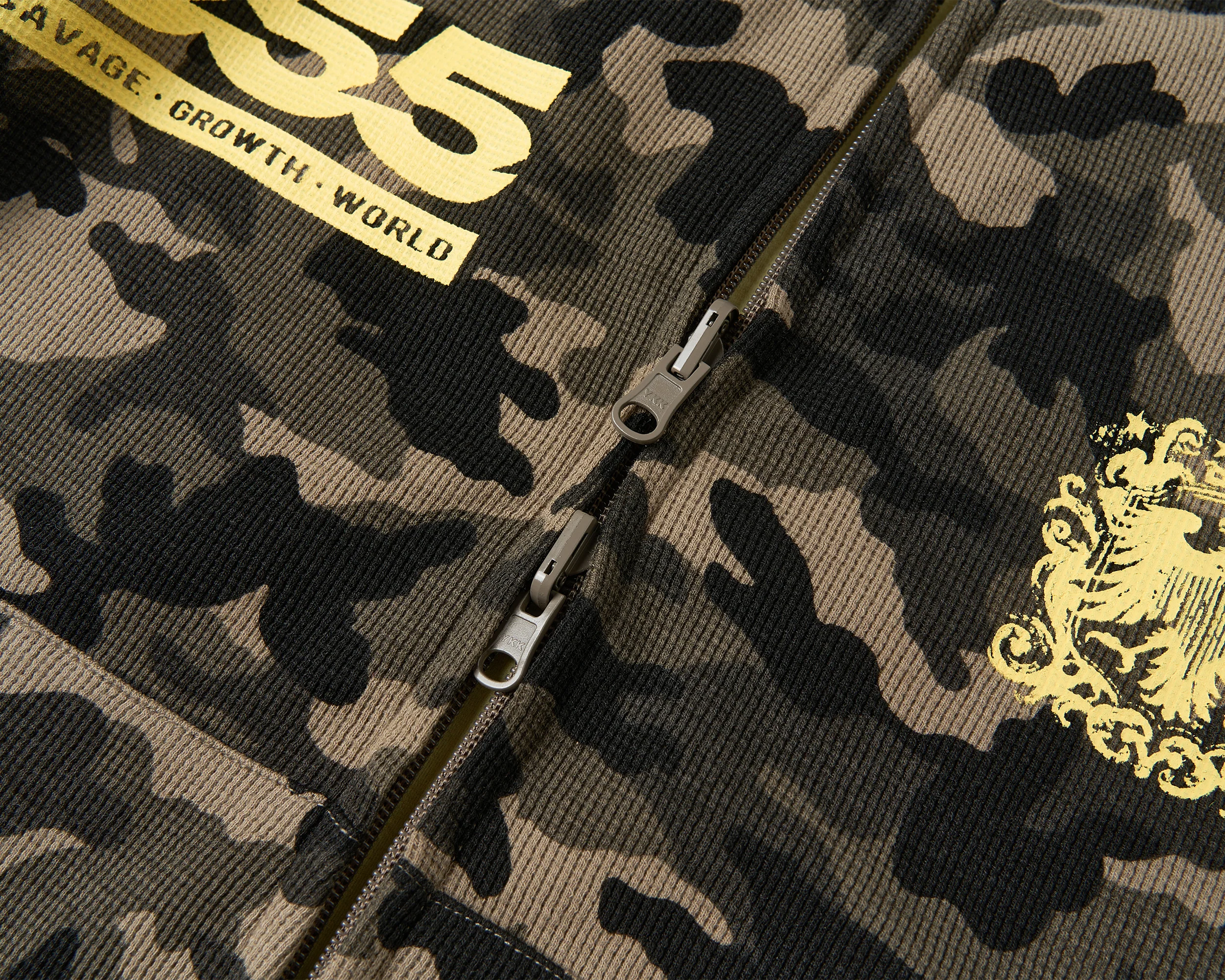 SAVAGEGROWTHWORLD Reversible Camo Waffle Hooded Jacket