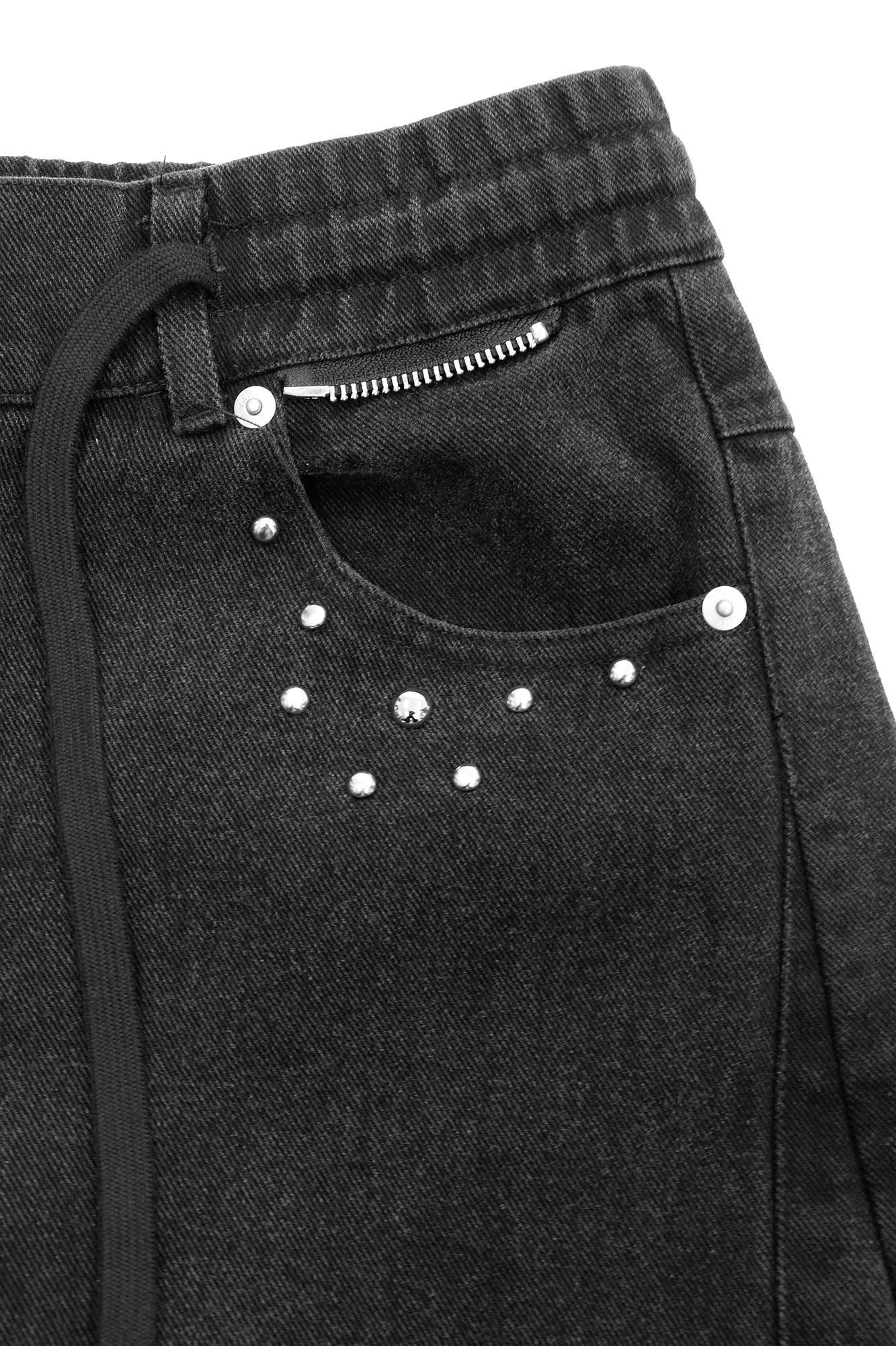 RELABEL Washed Studded Panel Oversized Jeans Black