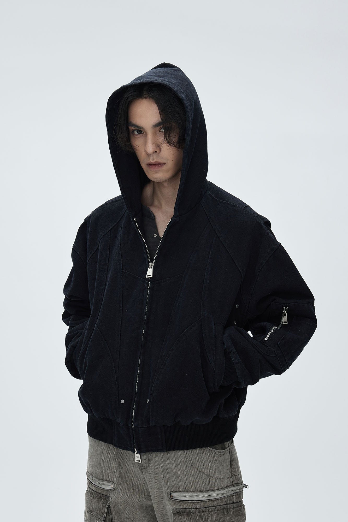 CATSSTAC Deconstructed Paneled Washed Hooded Jacket