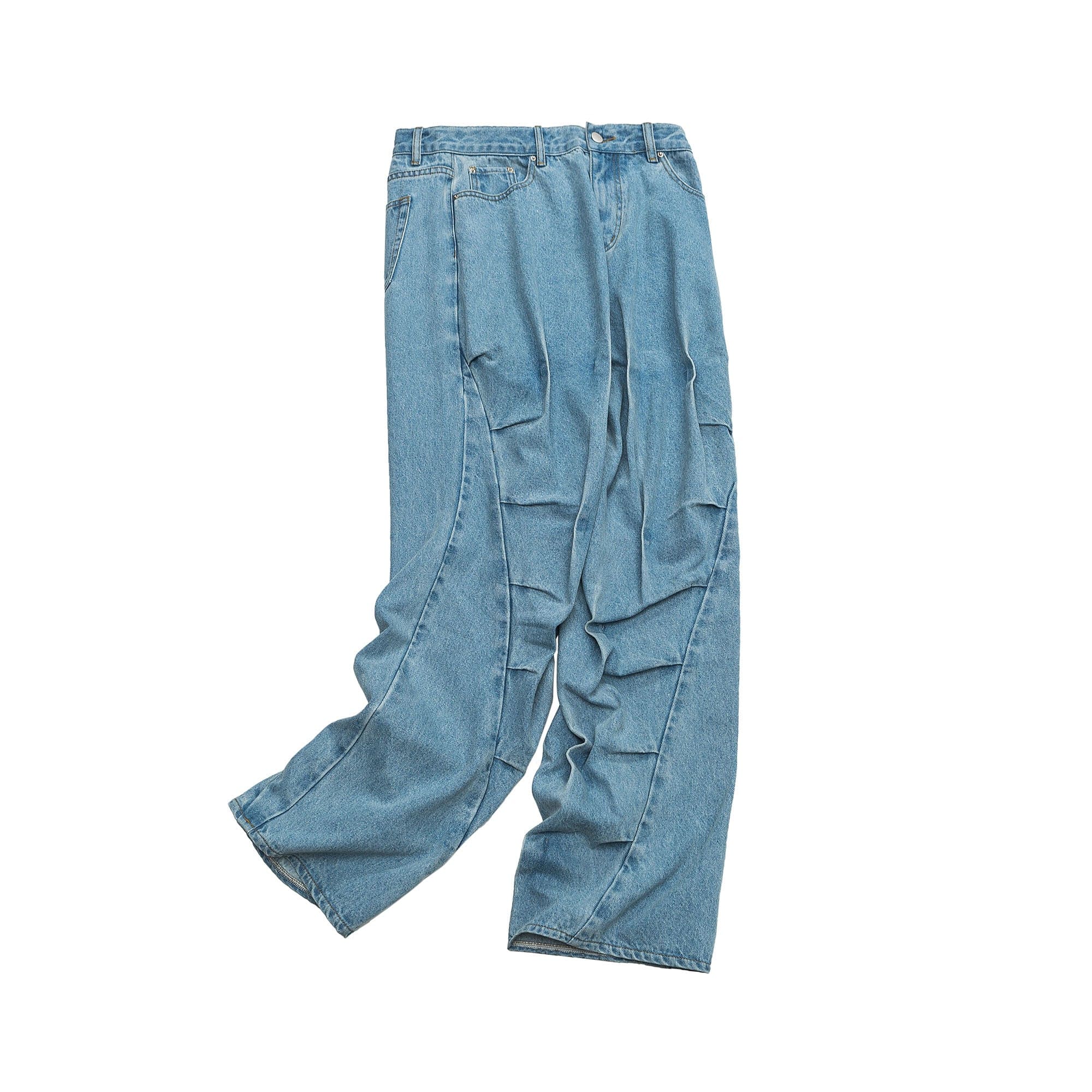 ME DA IGUAL Deconstructed Washed Ruched Jeans
