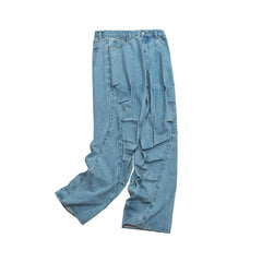 ME DA IGUAL Deconstructed Washed Ruched Jeans