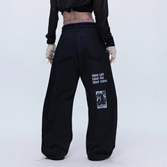SAVAGEGROWTHWORLD Slogan Curved Drawstring Sweatpants