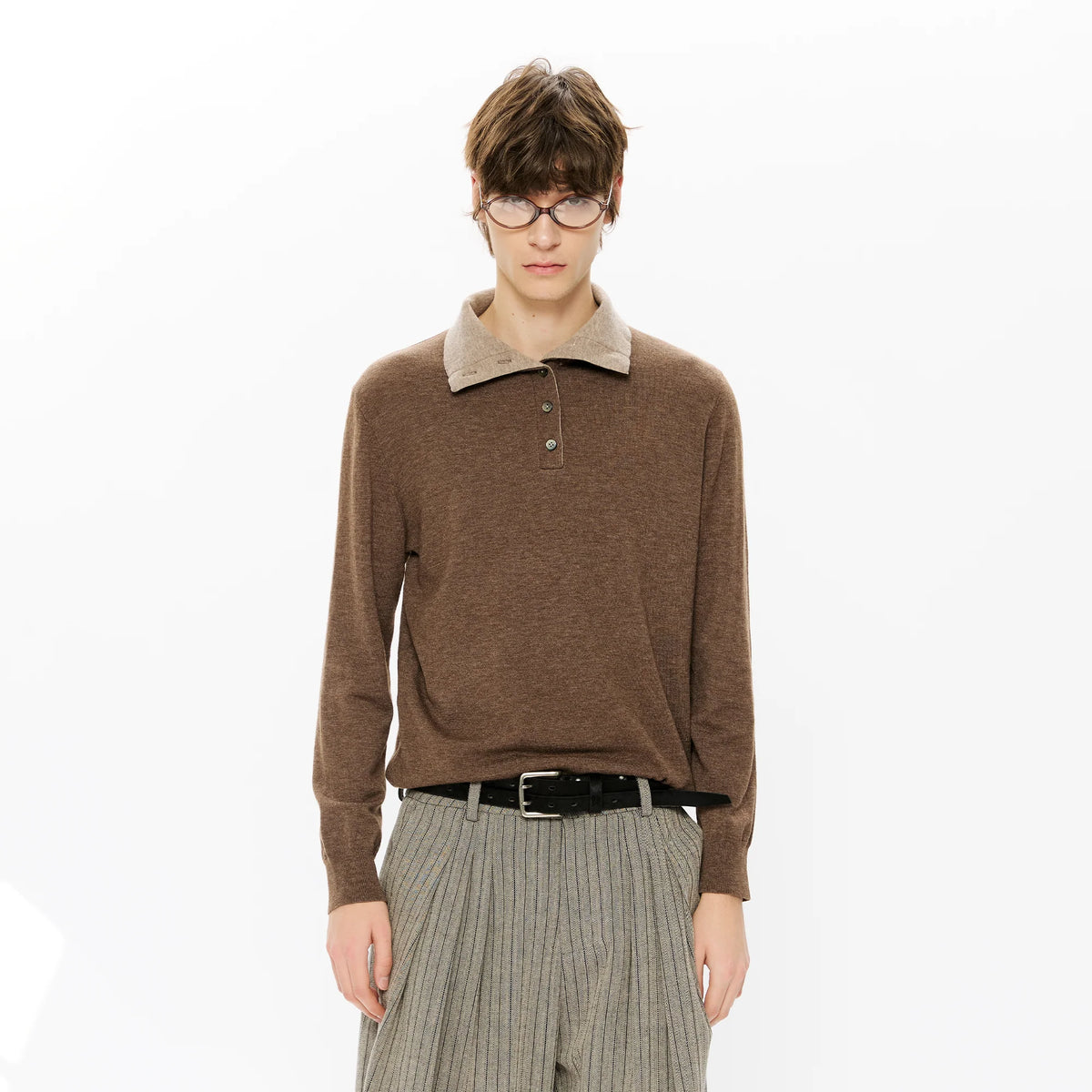 KREATE Double-Collar Wool-Blend Knit Polo