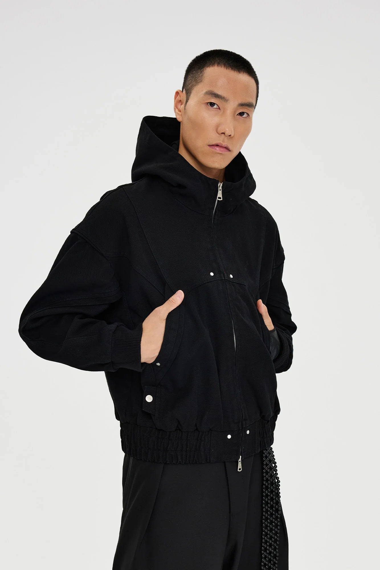 CATSSTAC Structured Panel Studded Hooded Jacket