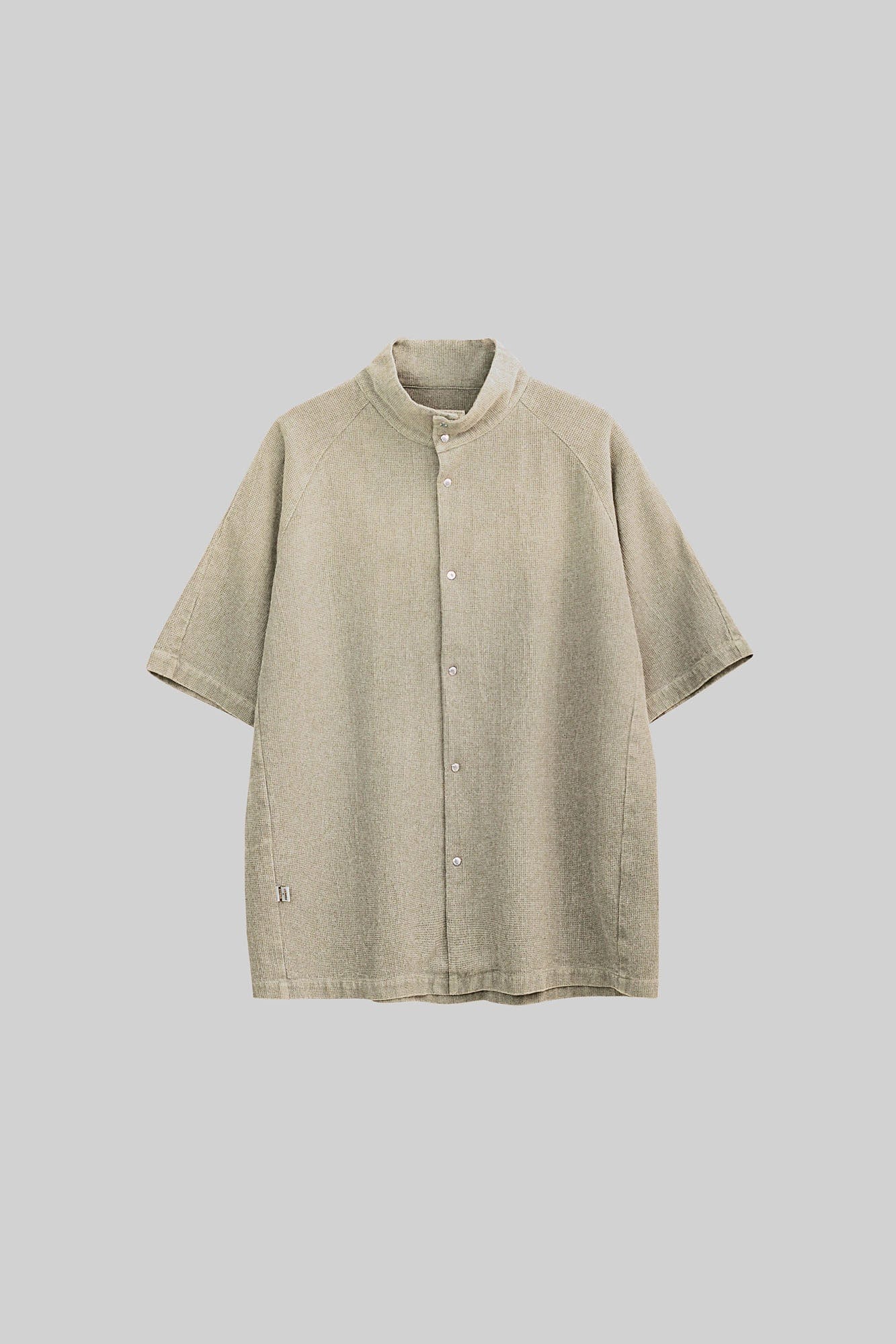 URBAN+FOREST Washed Waffle Stand Collar Half Shirt