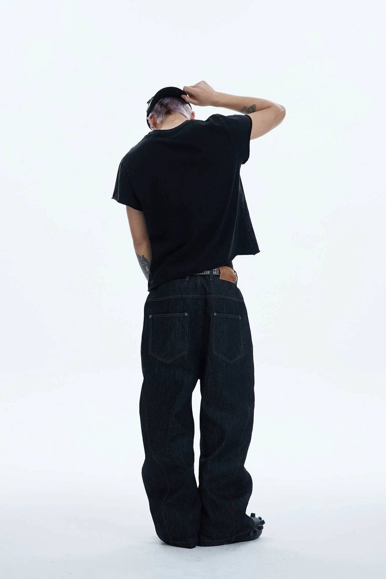 DND4DES Asymmetric Button-Fly Spliced Baggy Jeans