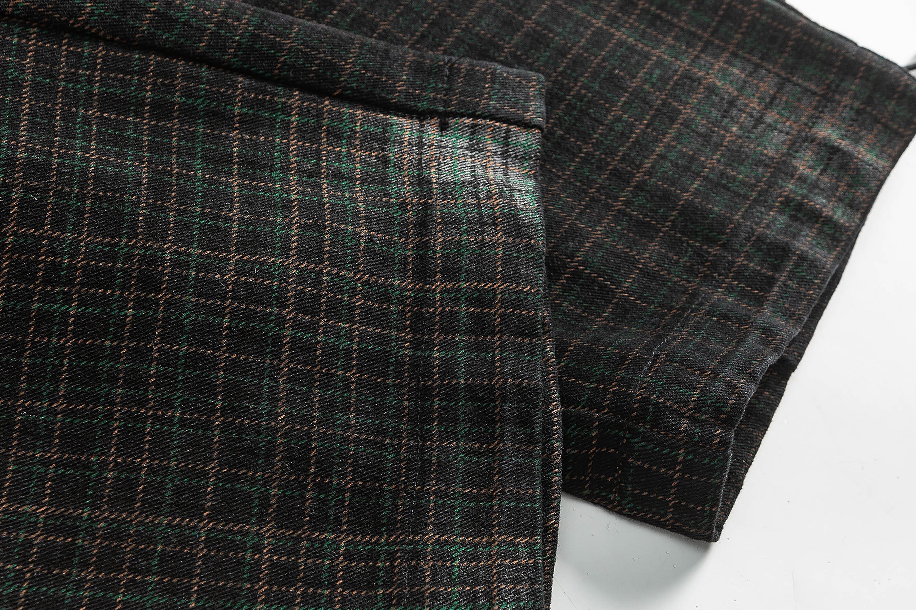 ME DA IGUAL Washed Plaid Tapered Drawstring-Hem Pants
