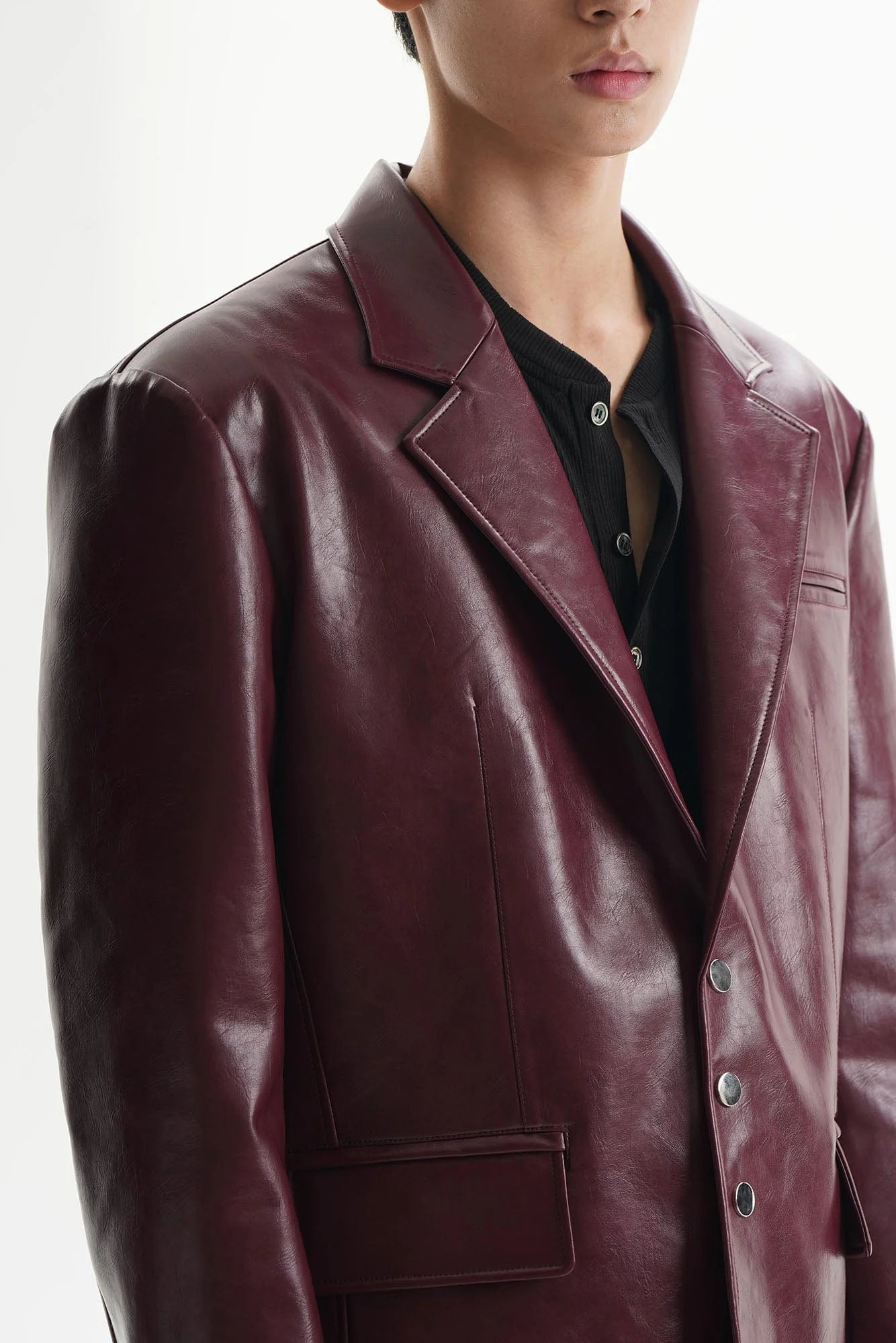 ORAL UTOPIA Glossy PU Blazer Ancora Red